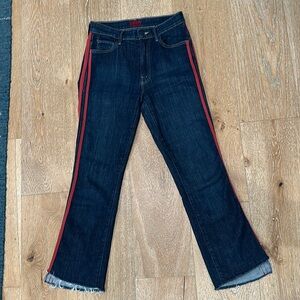 MOTHER brand Insider Crop Step Fray with red stripes, Size 26